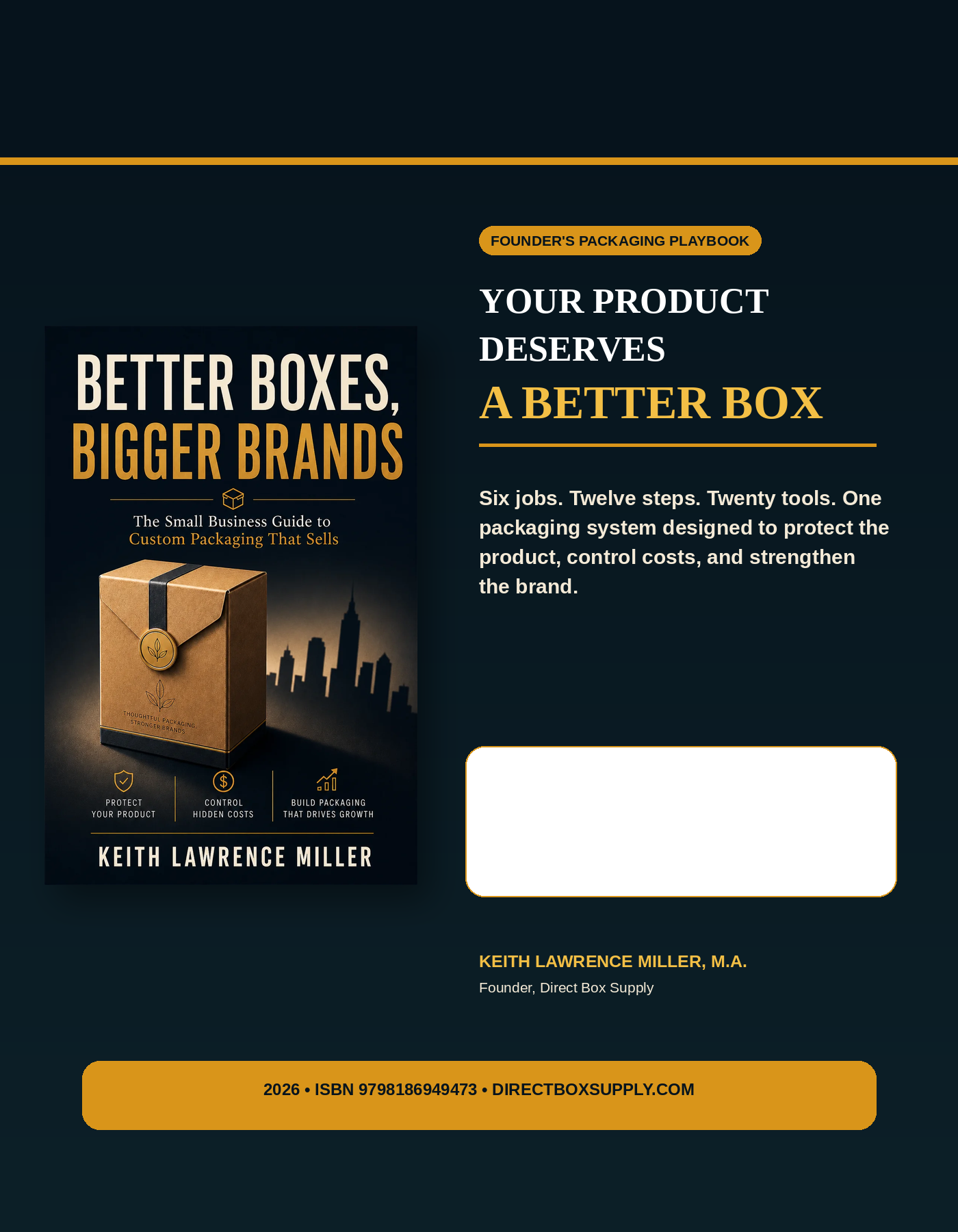 Better Boxes, Bigger Brands vertical promotional graphic using the official existing cover