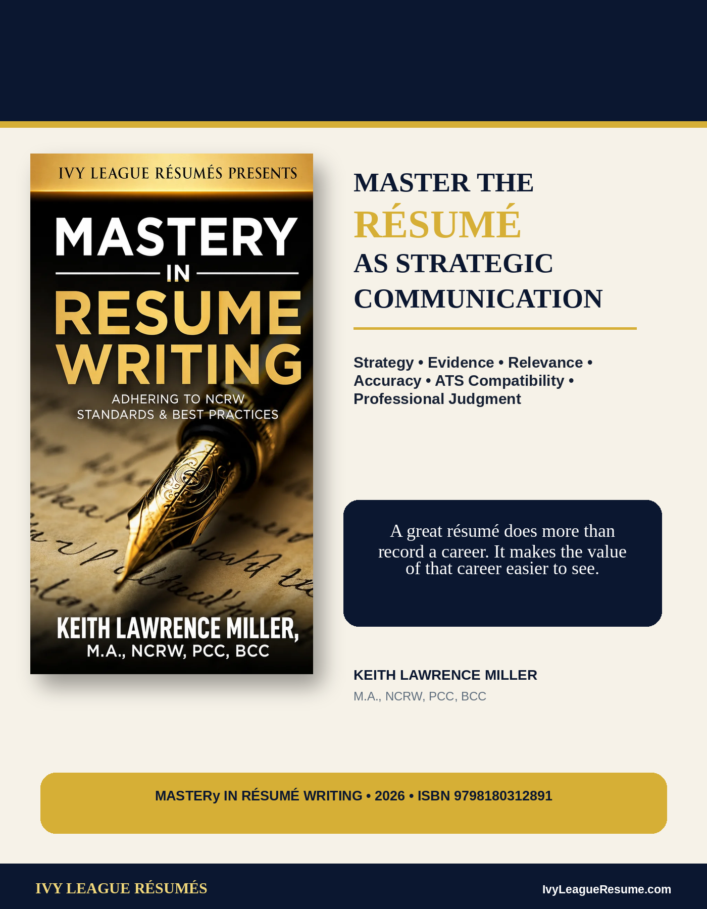 Mastery in Résumé Writing vertical promotional graphic using the official existing book cover