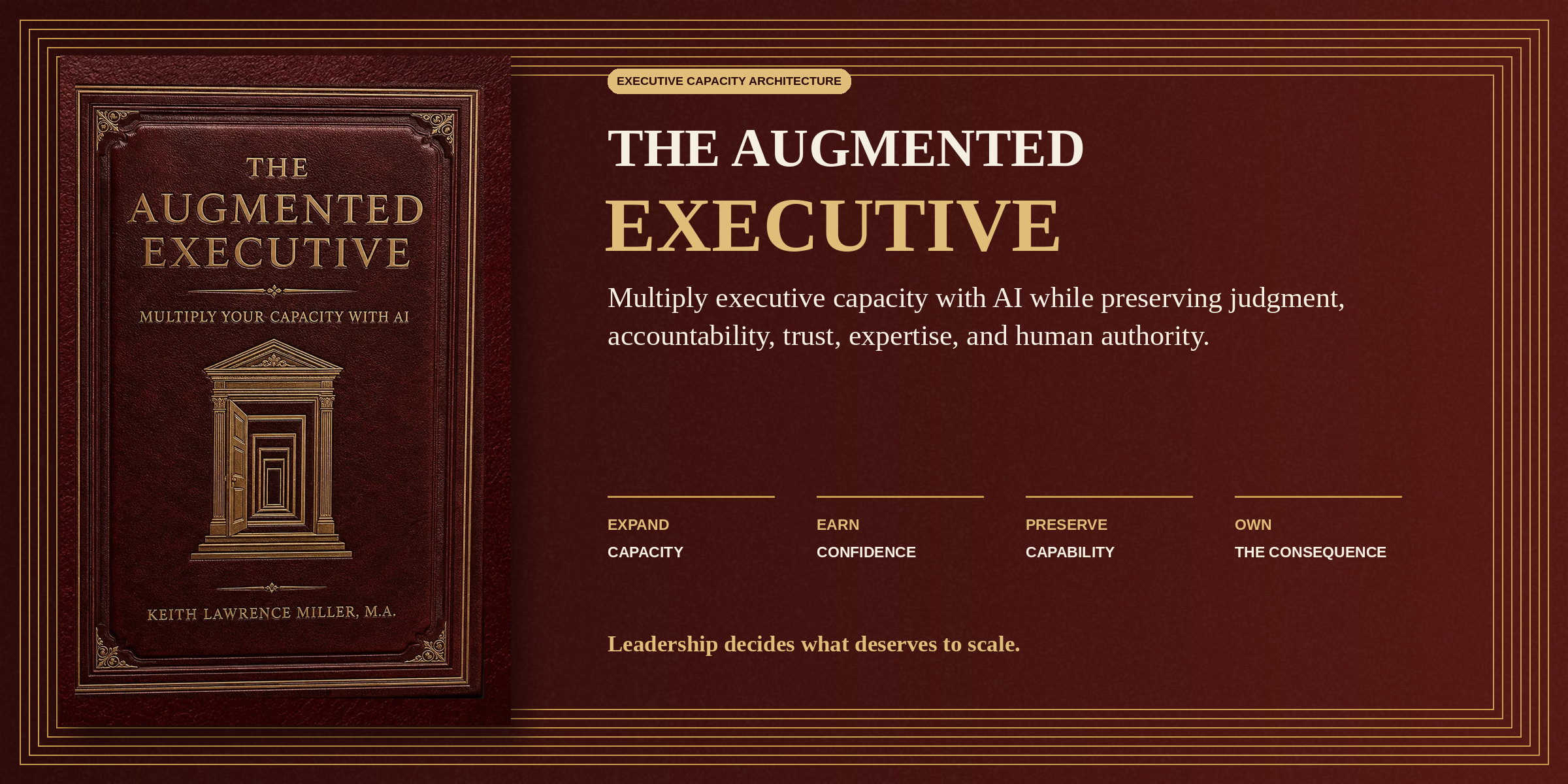 The Augmented Executive premium hero graphic using the official existing book cover