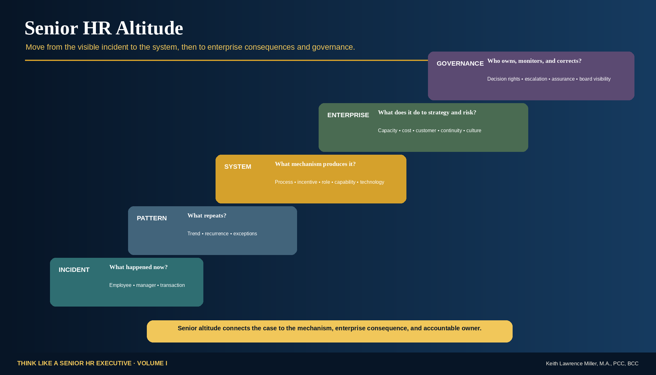 Senior HR Altitude graphic showing incident, pattern, system, enterprise, and governance